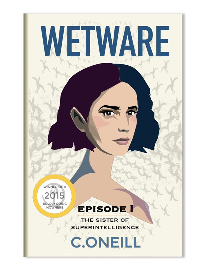 The published cover of WETWARE, Episode I (2015): a woman&rsquo;s portrait in flat colour, evoking artificial intelligence and human interaction with technology in the future.